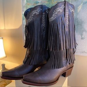 RESTOCK Santa Fe Two Layer Fringe Cowgirl Boots